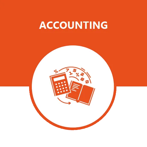 Icon of calculator and document representing accounting feature