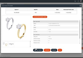 Screenshot of PIRO customer portal interface with ring order and profile management options