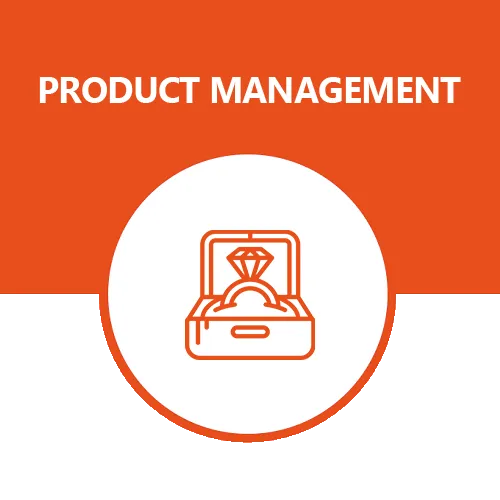 Icon of jewelry box with diamond ring representing product management