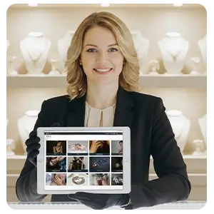 Jeweler showcasing jewelry management software