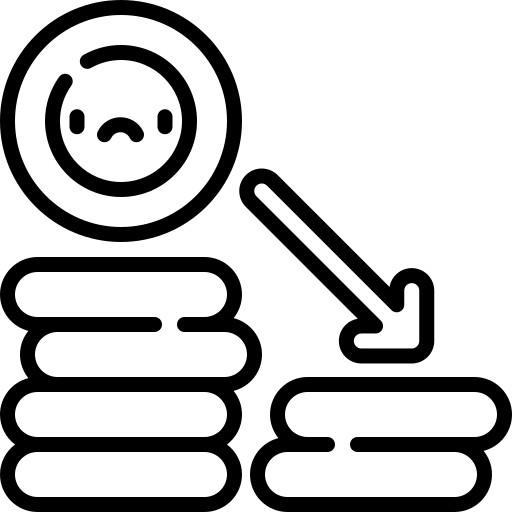 Metal loss tracking icon with coins and arrow down