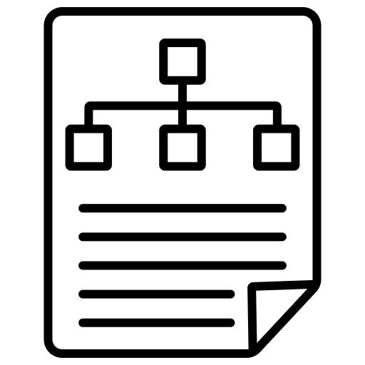 Production workflows icon showing process chart