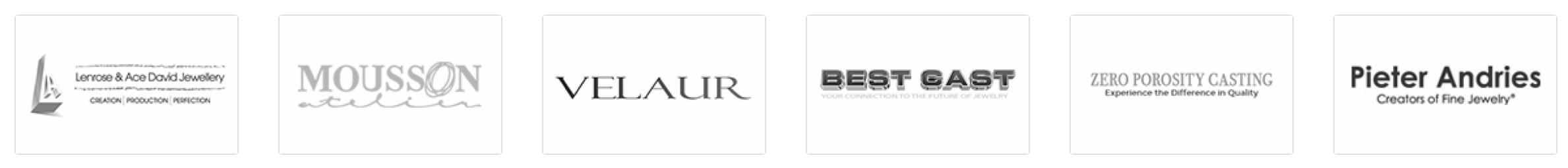 Logos of jewelry companies that started with a PIRO software demo