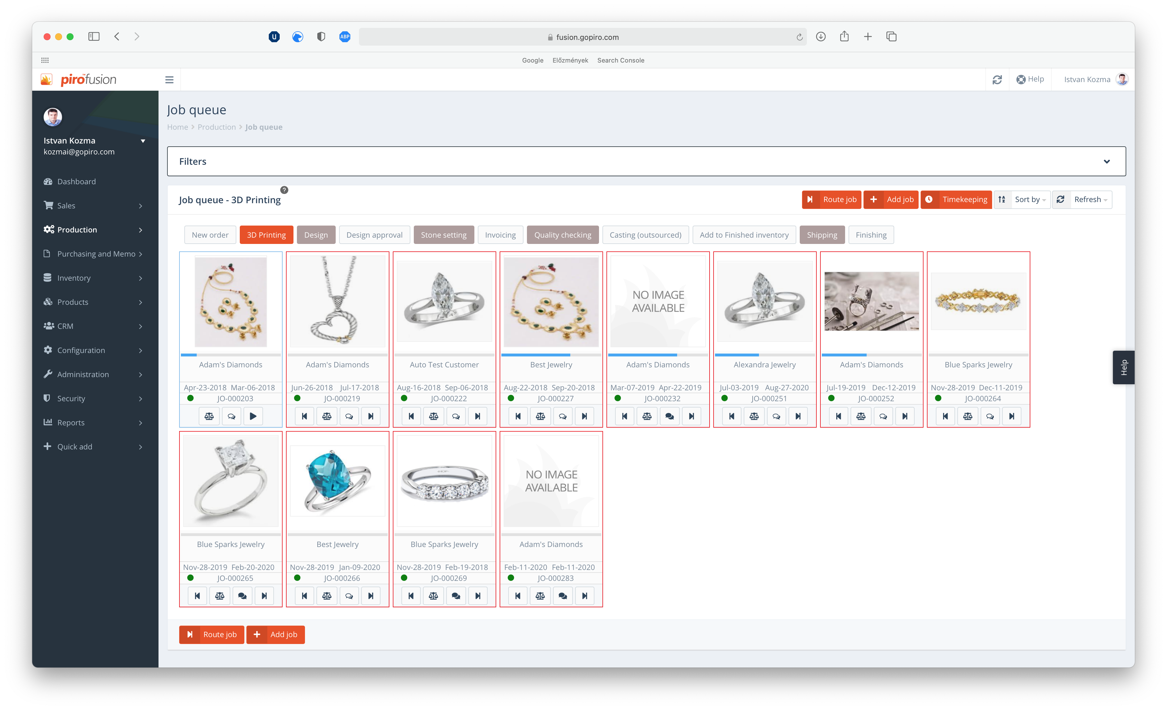 Software for jewelers PIRO Jewelry manufacturing and retail software